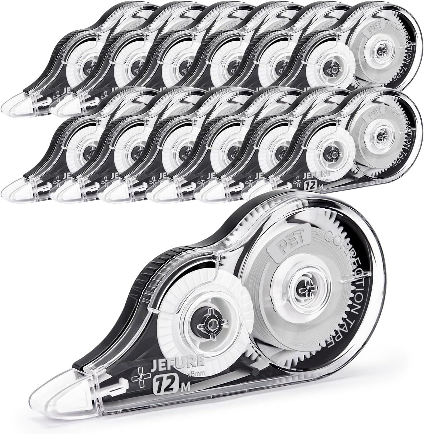 12 Pcs Correction Tape, 39.37 Ft White Wrong Out Tear-Resistant Bulk, Instant Corrections Easy to Use Applicator for School, Office, Note Taking, Journal (Tape Width 0.2 in，Clear)