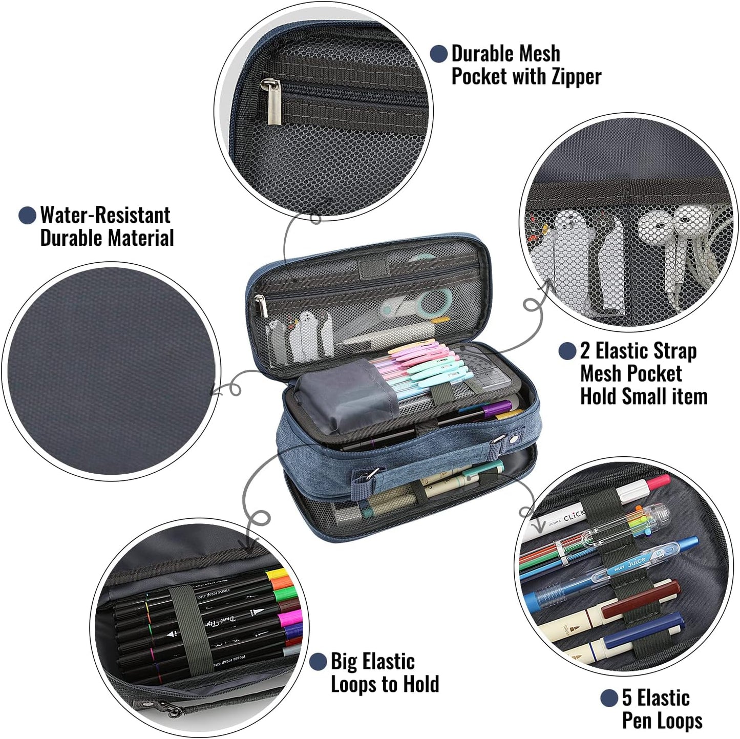 Pencil Case, Large Capacity Pencil Case Organizer; Double Zipper Storage Bag; Big Pencil Pouch for College School Office Teen Girl Boy Men Women Adult