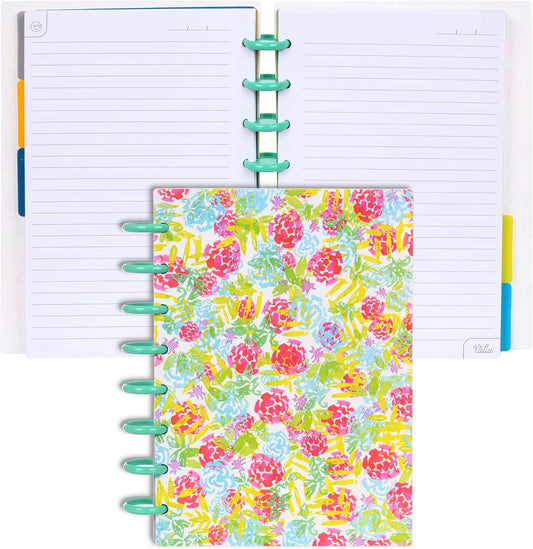 Talia Discbound Notebooks, Planner, Customizable, (xWatercolor Bloom, w/Celestial Turquoise Discs Junior (5.5in x 8.5in))