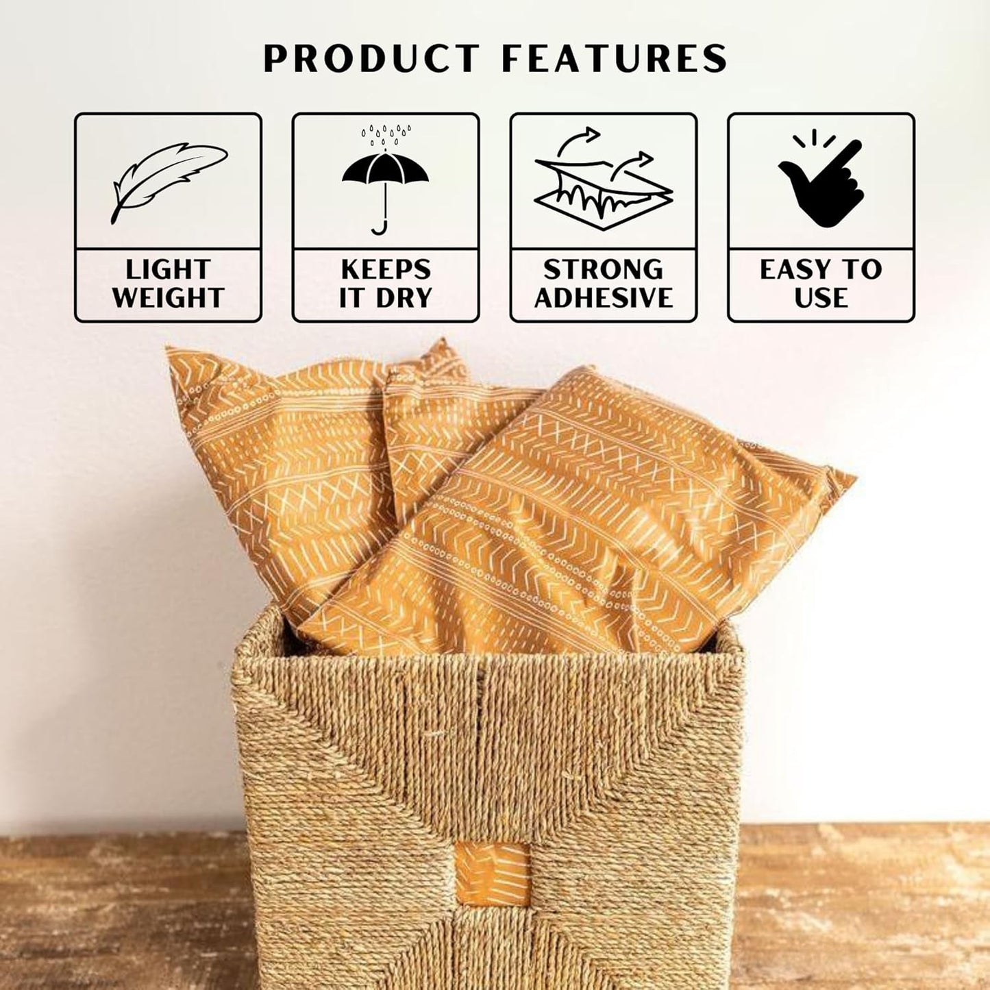 Poly Mailers 14.5x19 Inch 50 Pack Extra-Large Shipping Bags | Strong Thick Mailing Envelopes | Self-Adhesive | Waterproof & Tear Resistant | Small Business Packaging for Clothing - Boho Brown