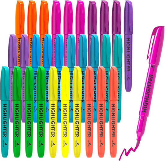 Lelix 30 Pack Highlighters, 10 Bright Colors, Chisel Tip, Quick Drying for Back to School, Office, Home, ideal for Highlighting Underlining