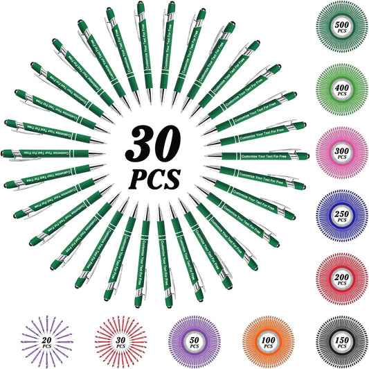 Max 500 Pcs Personalized Pens Bulk, Custom Pens with Free Engraving, Customized Stylus Tip Ballpoint Pen with Your Name Massage Text for School Office Business Graduation Anniversaries-30 Packs