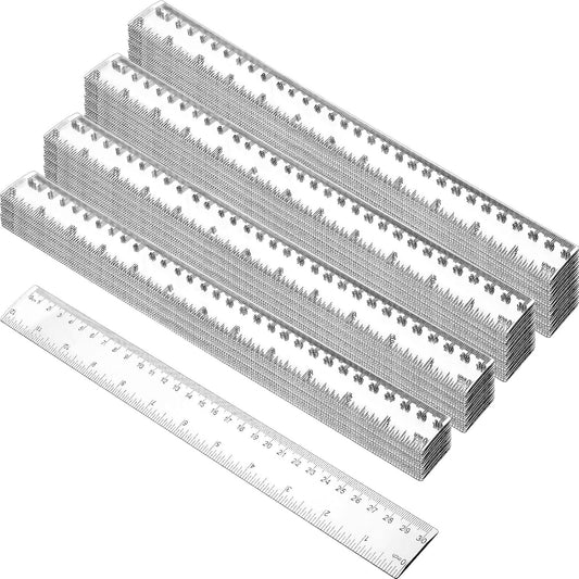Zonon 60 Pieces 12 Inch Ruler Bulk Clear Plastic Flexible Straight Metric Rulers with Centimeters and Inches Drafting Measuring Tool for Classroom School Students Education