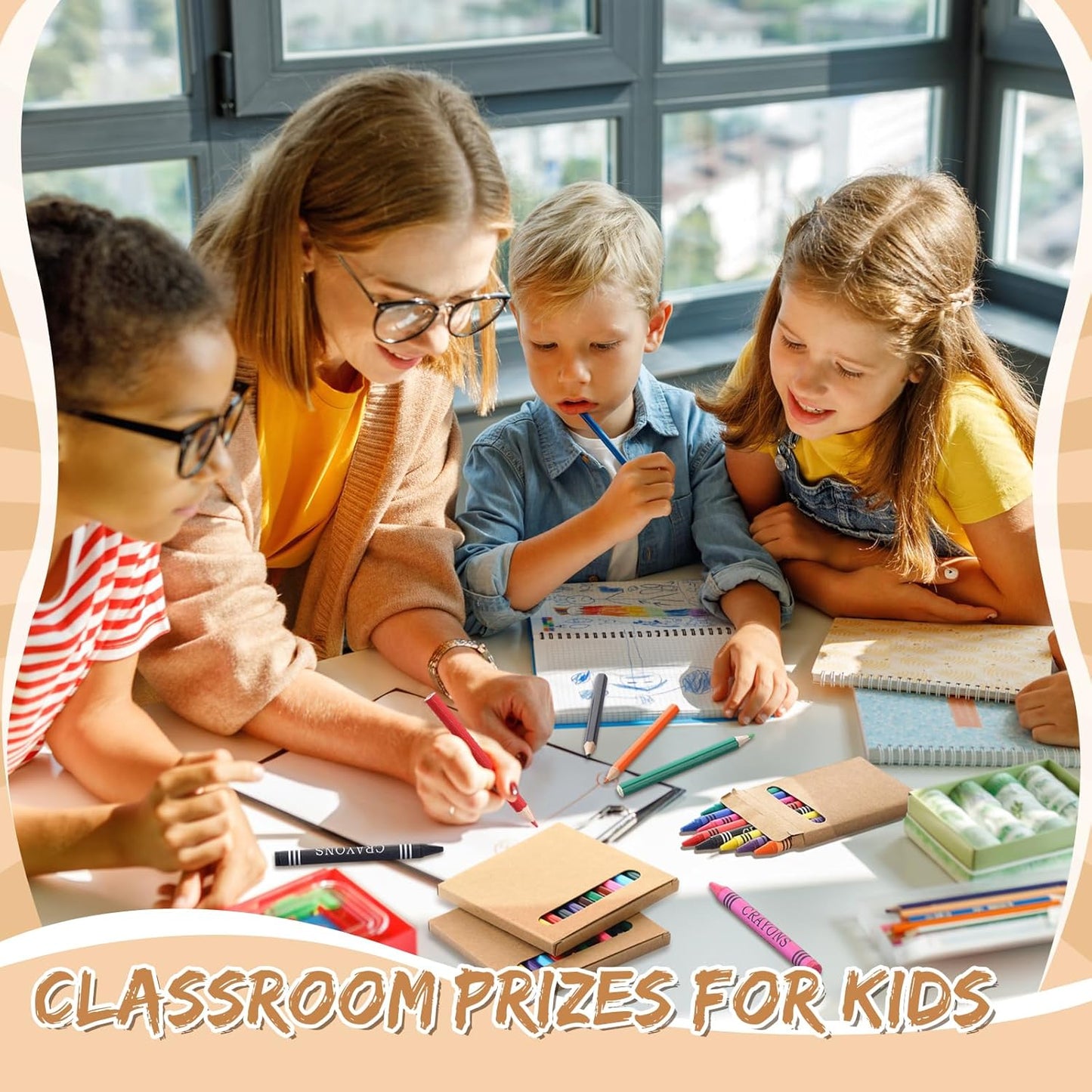 100 Sets Bulk Back to School Supplies, Colored Pencils Pre-Sharpened and Crayons Holiday Bundle in Box Mini Pencils Crayons Bulk Classroom Teacher Supplies, Cute Back to School Gifts