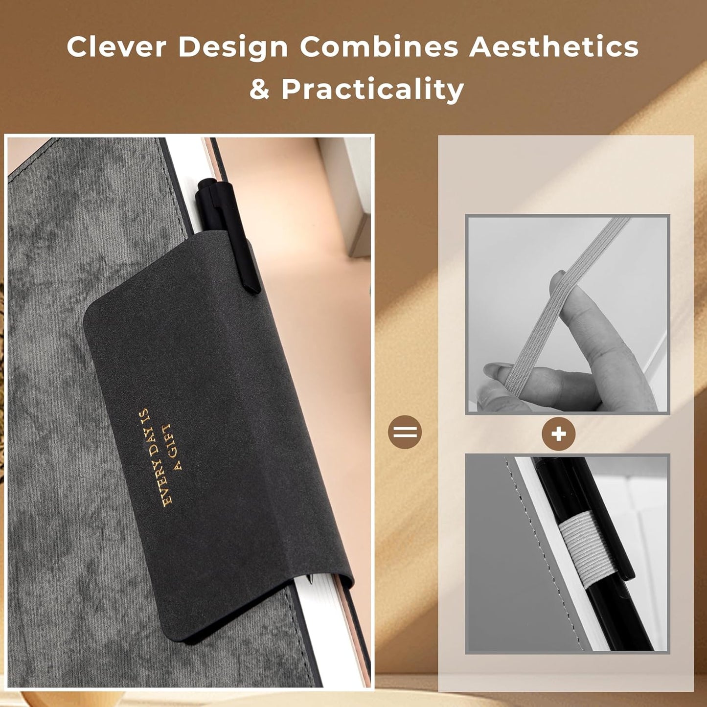 MINICAGIE Lined Leather Journals for Writing A5 Journaling Notebooks with 100 GSM Thick Paper Journal Notebook for Men & Women with Buckle Closure, Work Travel Note Taking Diary, 5.7" x 8.3", Grey