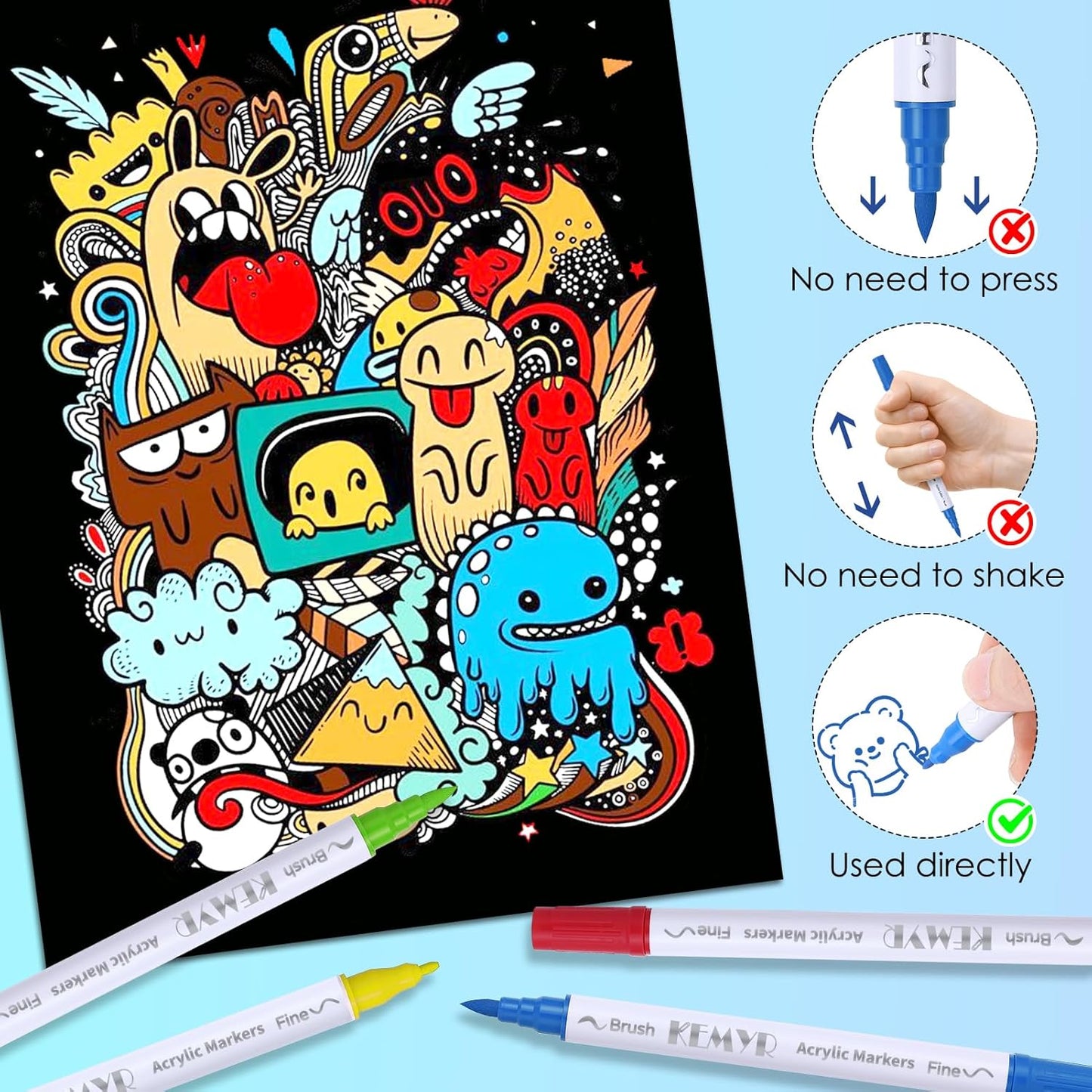 120 Colors Brush & Fine Tip Acrylic Paint Pens, Dual Tip Acrylic Paint Markers for Paper, Wood, Canvas, Stone, Rock, Glass, Fabric, DIY, Ceramic, Art Supplies for Kids and Adults Drawing