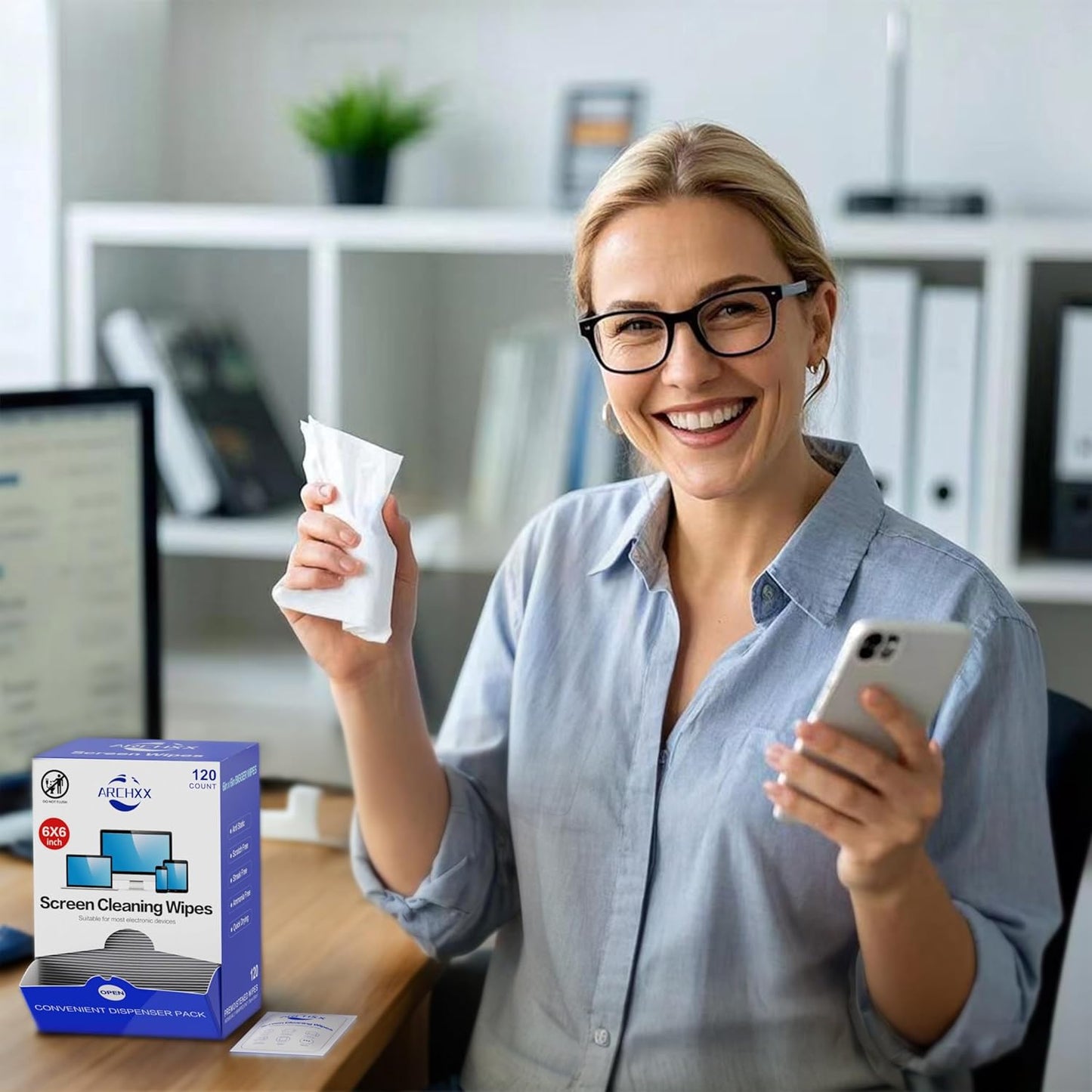 Screen Wipes for Electronics, 240 Count 6"x6" Pre-Moistened Screen Cleaner for Screens, Computer,Laptop,Tablet,Phone,Monitor,Car Screen Cleaner, Lens Wipes Individually Wrapped