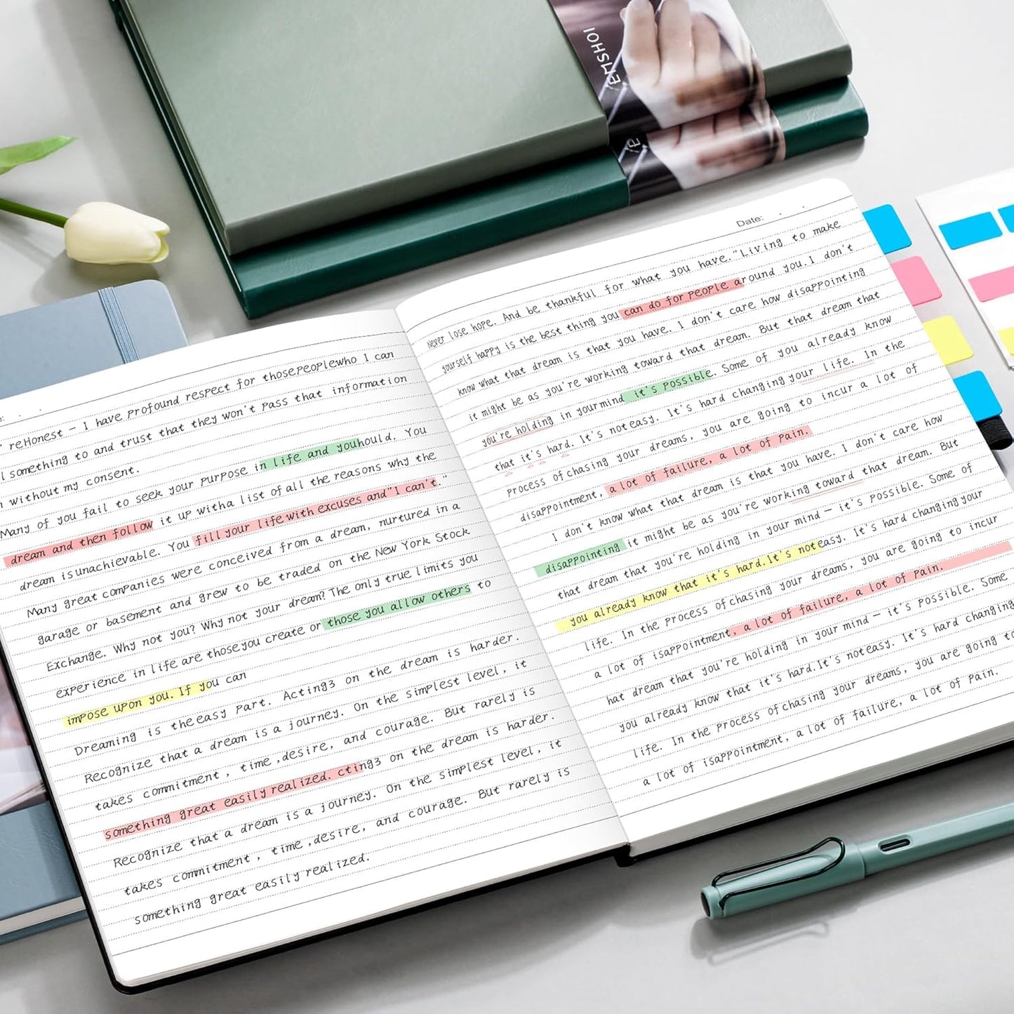 EMSHOI Lined Journal Notebook, 8.5" x 11" Hardcover Leather Journal for Women Men, 192 Pages 100 GSM Thick Paper A4 Large Journals for Writing, College Ruled Notebook for Work, Sticky Notes, Purple