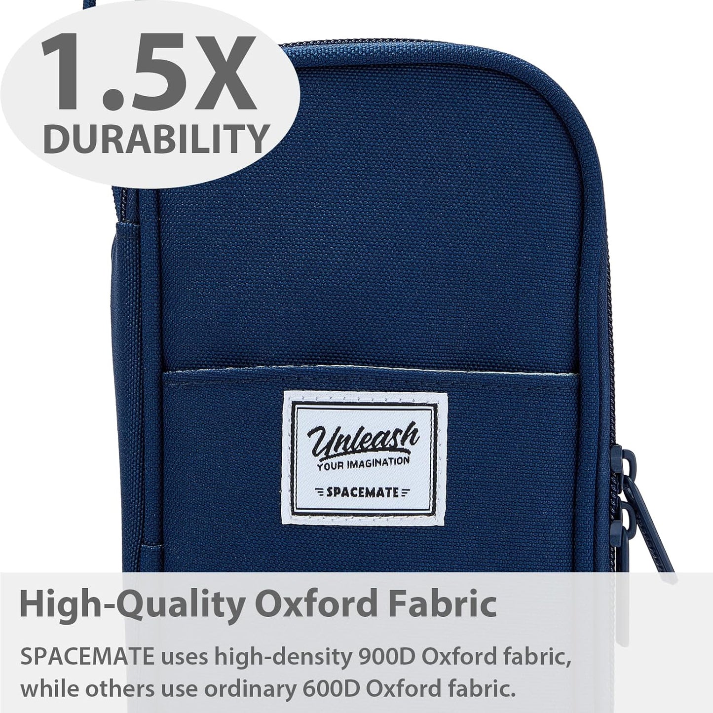 Pencil Case Pouch Box Bag School Supplies Girls Boys Kids, Cute Preppy Stuff Large Big Capacity Aesthetic Pen Organizer, Back to College Stationary, Navy Blue, Classic Stlye, 1800ml