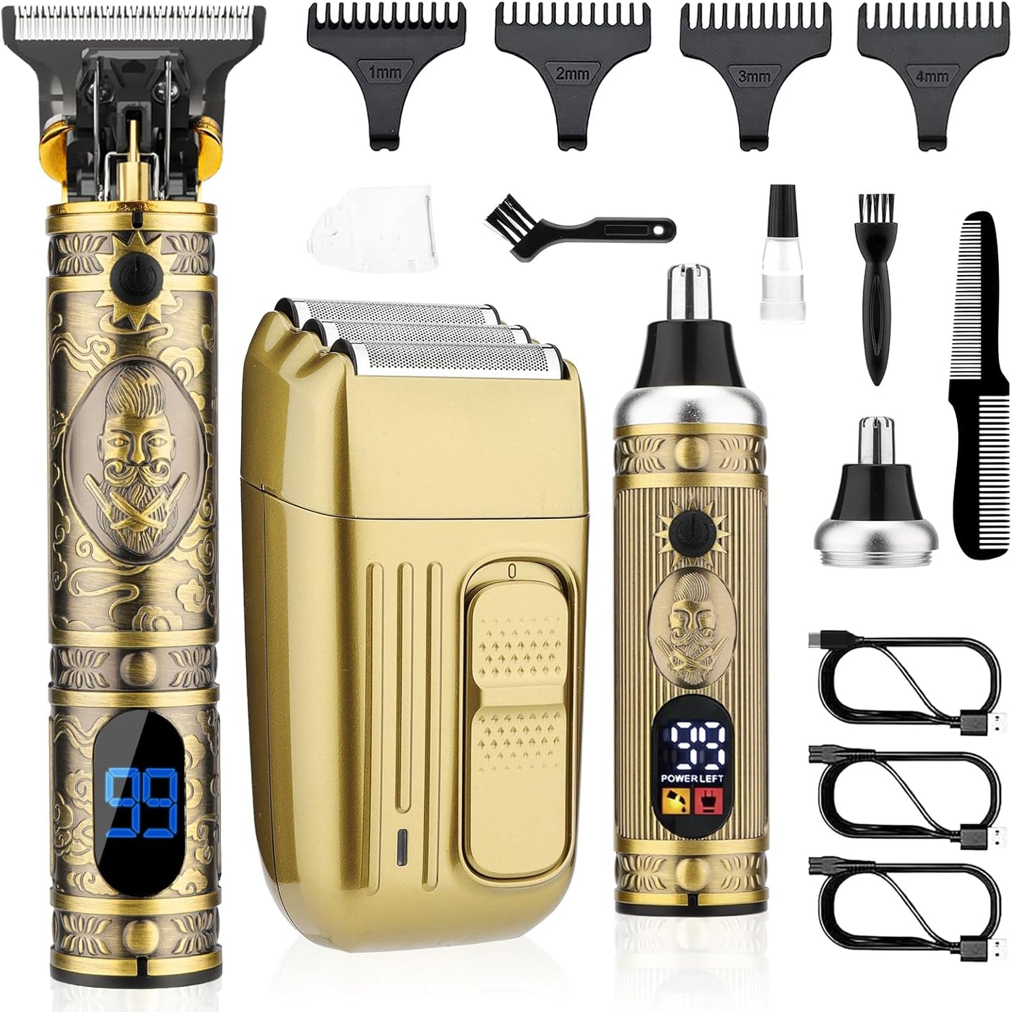 Professional Hair Trimmer for Men,Hair Clippers Nose Hair Trimmer Shaver Set,Cordless Barber Clippers,T-Blade Beard Trimmer Electric Shaver Razor for Men Haircutting Grooming Kit