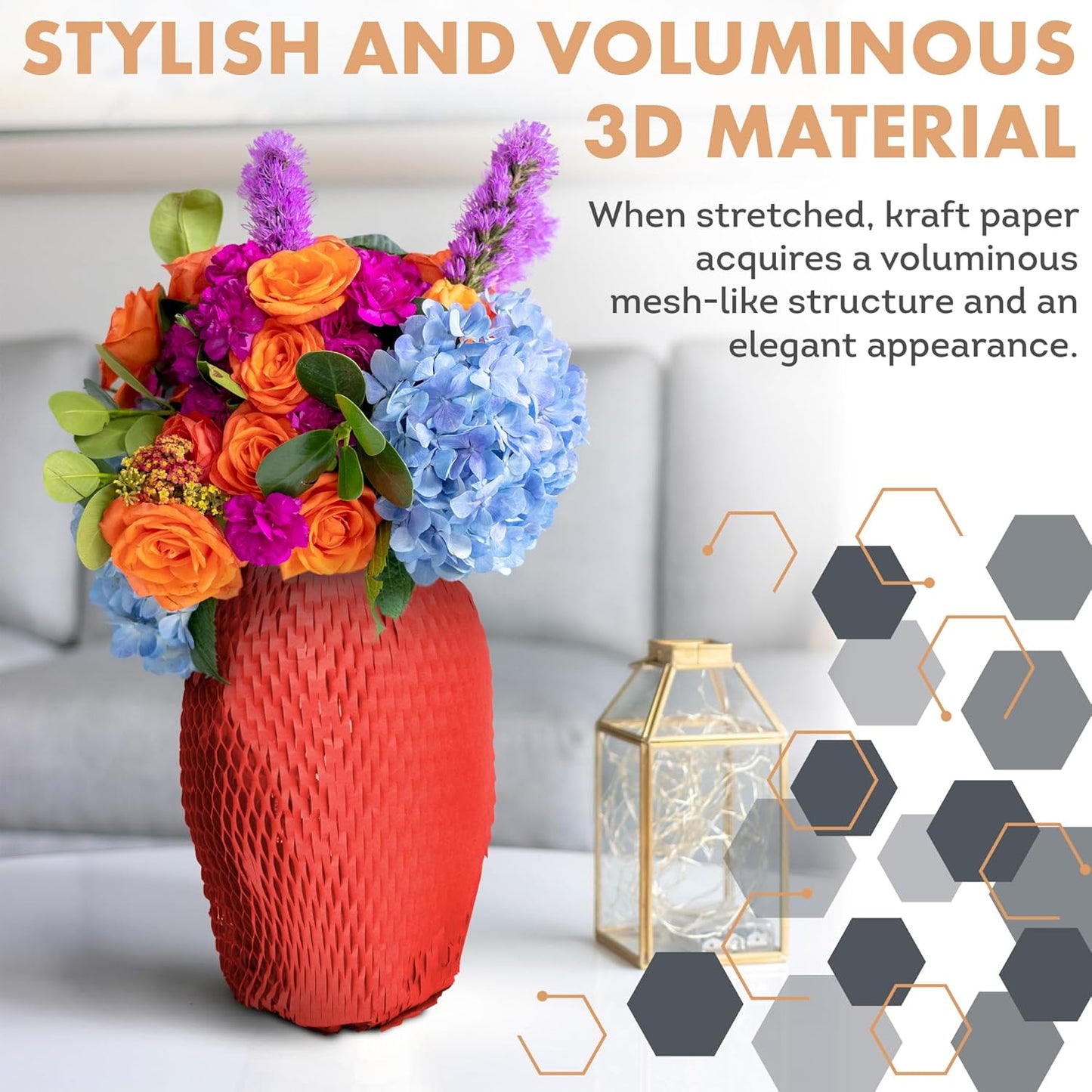 Red Honeycomb Packing Paper for Moving Breakables, 15 Inch x 100 Feet. Fragile Shipping Supplies. Perforated Packing Materials for Fragile Items. Moving Paper Wrap. Eco Friendly Packaging