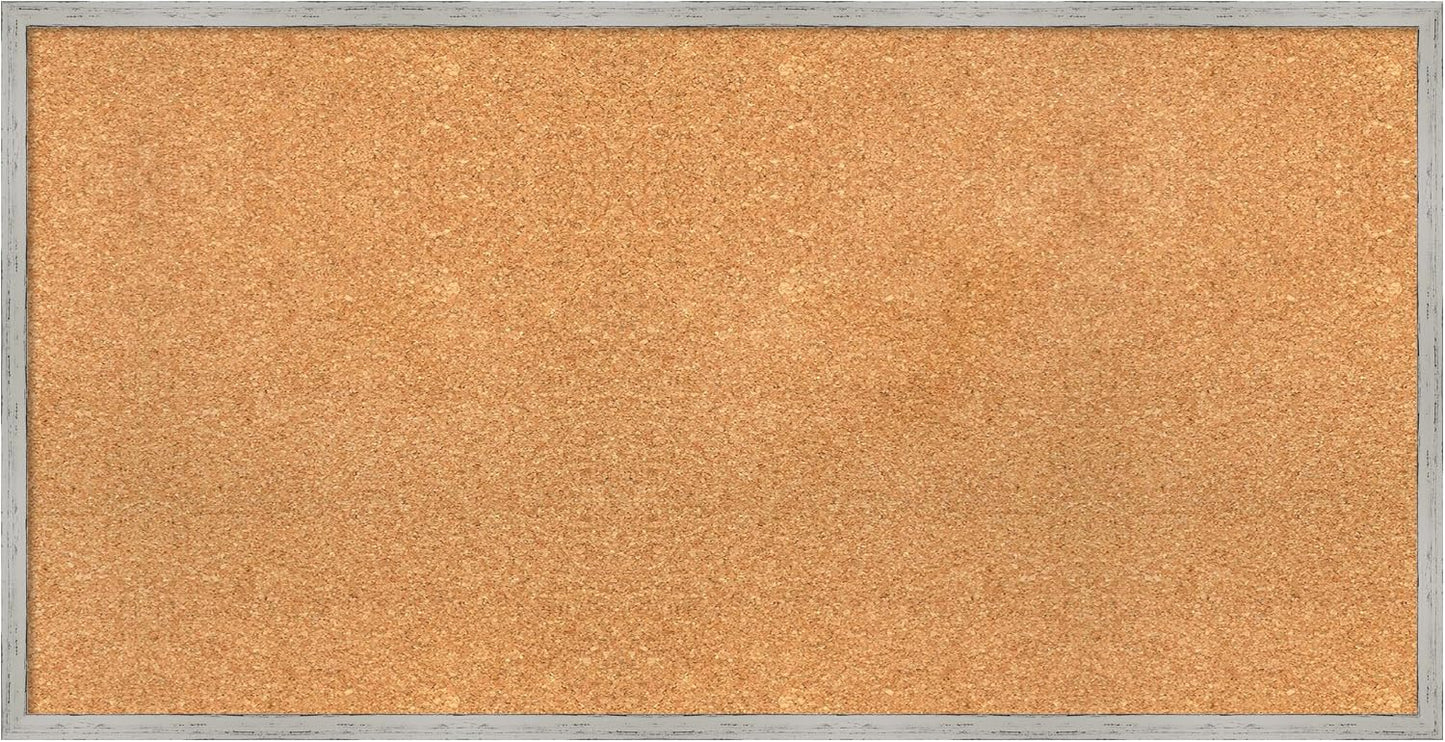 Amanti Art Natural Cork Board for Wall, 21x41 Vision Board with White Frame, Large Corkboard Office Decor for Home Organization, Cottage Corkboard Pinboard to Display Items for Home Organization in