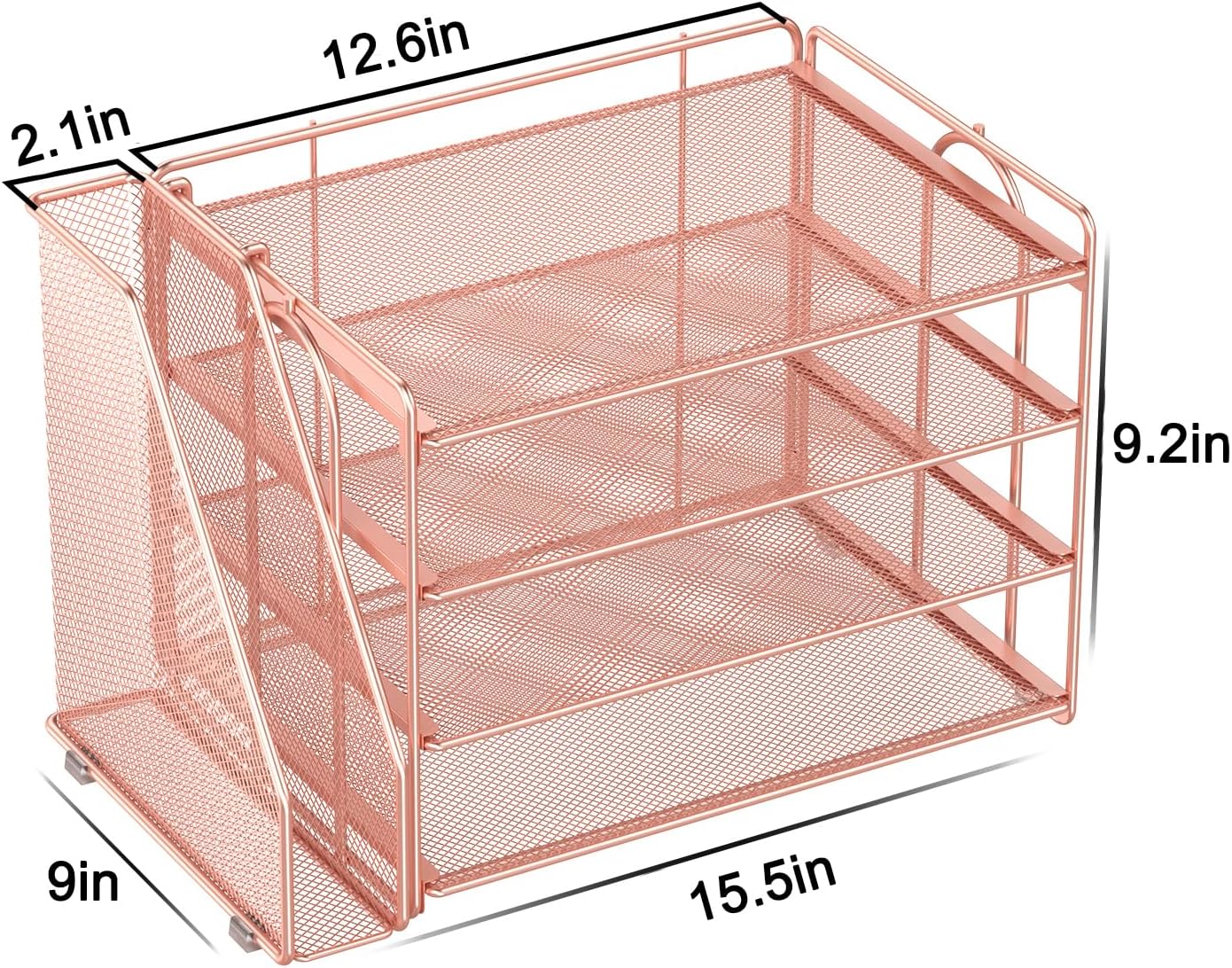 Spacrea Desk Organizers and Accessories, Paper Organizer for Desk with File Organizer, Desk Accessories & Workspace Organizers for Office Supplies (Rose Gold)