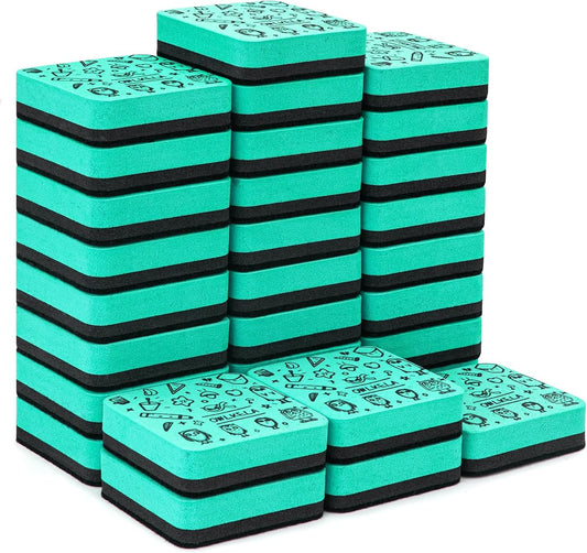 OWLKELA 30 Pack Whiteboard Eraser, Magnetic Cyan Whiteboard Eraser for Cleaning Dry Erase Markers on Magnetic Soft Whiteboard, Glass Whiteboard and Dry Erase Board