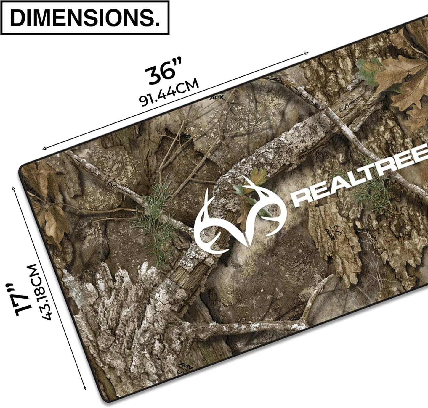 MPCO. Real Tree Large Gaming Desk Pad - 36" x 17" Duraglyde Fabric APX – with Logo Desk Mats - Non-Slip, Washable, Smooth Glide for Precision Gaming & Work