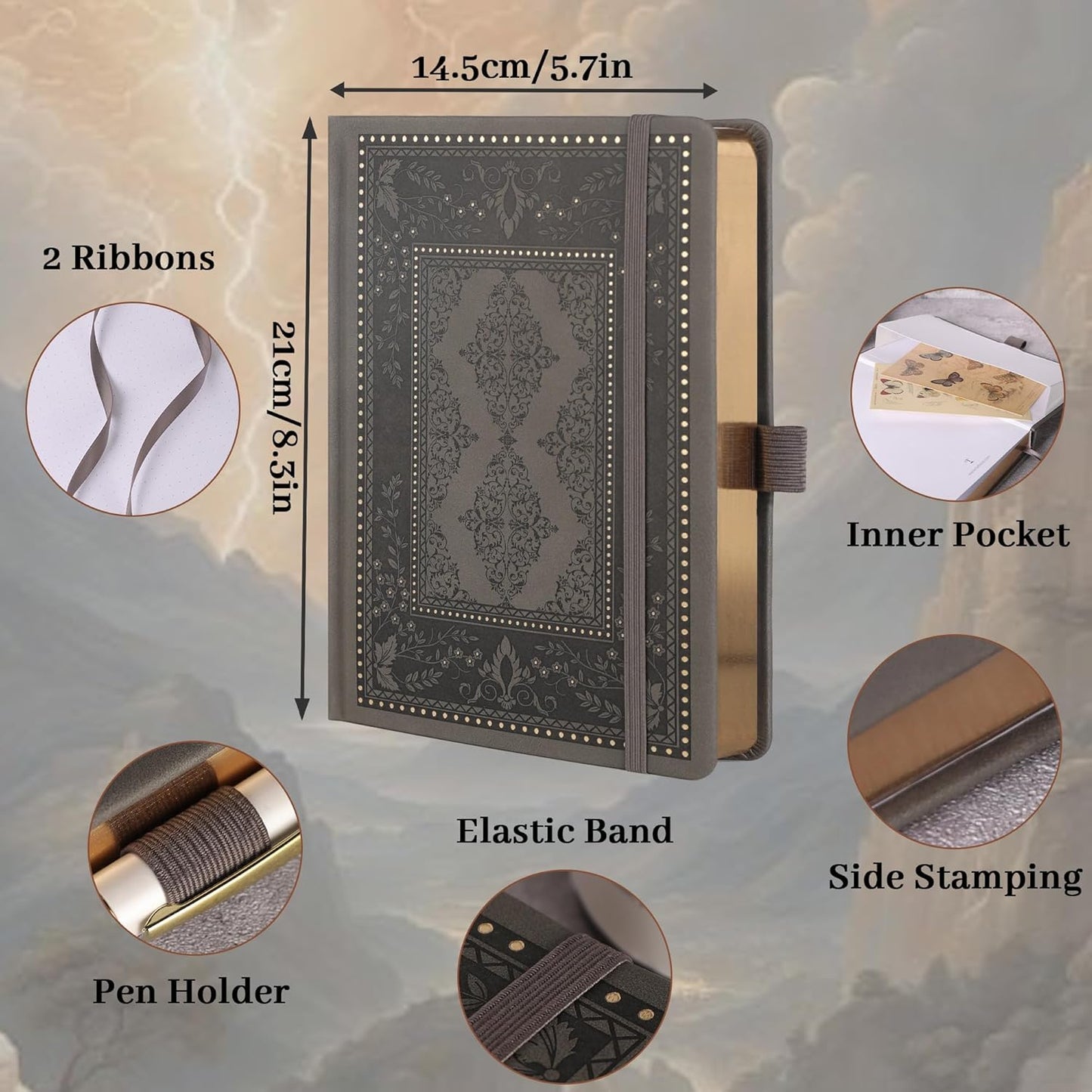 TIEFOSSI Bullet Dot Journals for Women Men, Dot Journals for Writing Women, 160gsm Thick Paper, 190 Numbered Pages, for Planner Organization