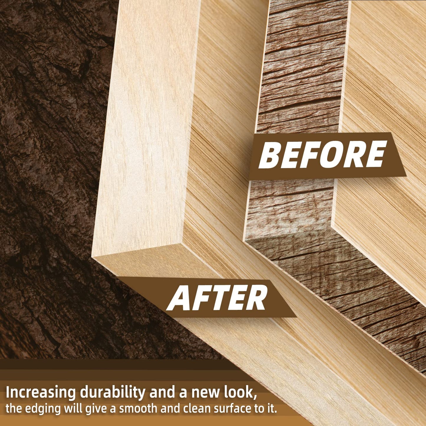 GSCIT Club Birch Edge Banding, 5/8 inch x 250ft roll of Veneer Plywood Edge Banding Preglued Flexible, Wood Tape Banding for Cabinet Repair