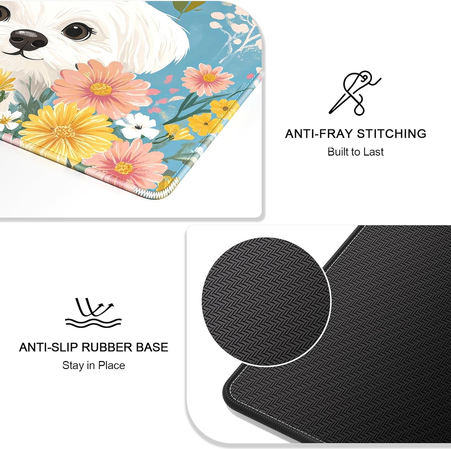 Auhoahsil Large Mouse Pad, XXL Gaming Mousepad, Desk Mat for Desktop, Thick Rubber, Big & Long Size, Stitched Edges, Full Desk Pad for Laptop & Computer, Extended 35.4 x 15.7 in, Cute Dog Pomeranian