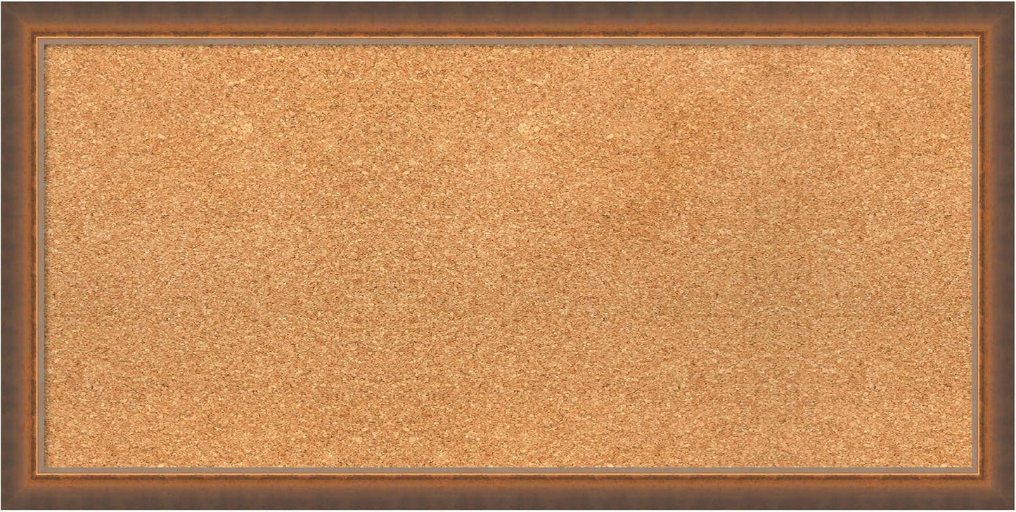 Amanti Art Natural Cork Board for Wall, 16x32 Vision Board with Bronze Frame, Medium Corkboard Office Decor for Home Organization, Modern Corkboard Pinboard to Display Items for Home Organization in