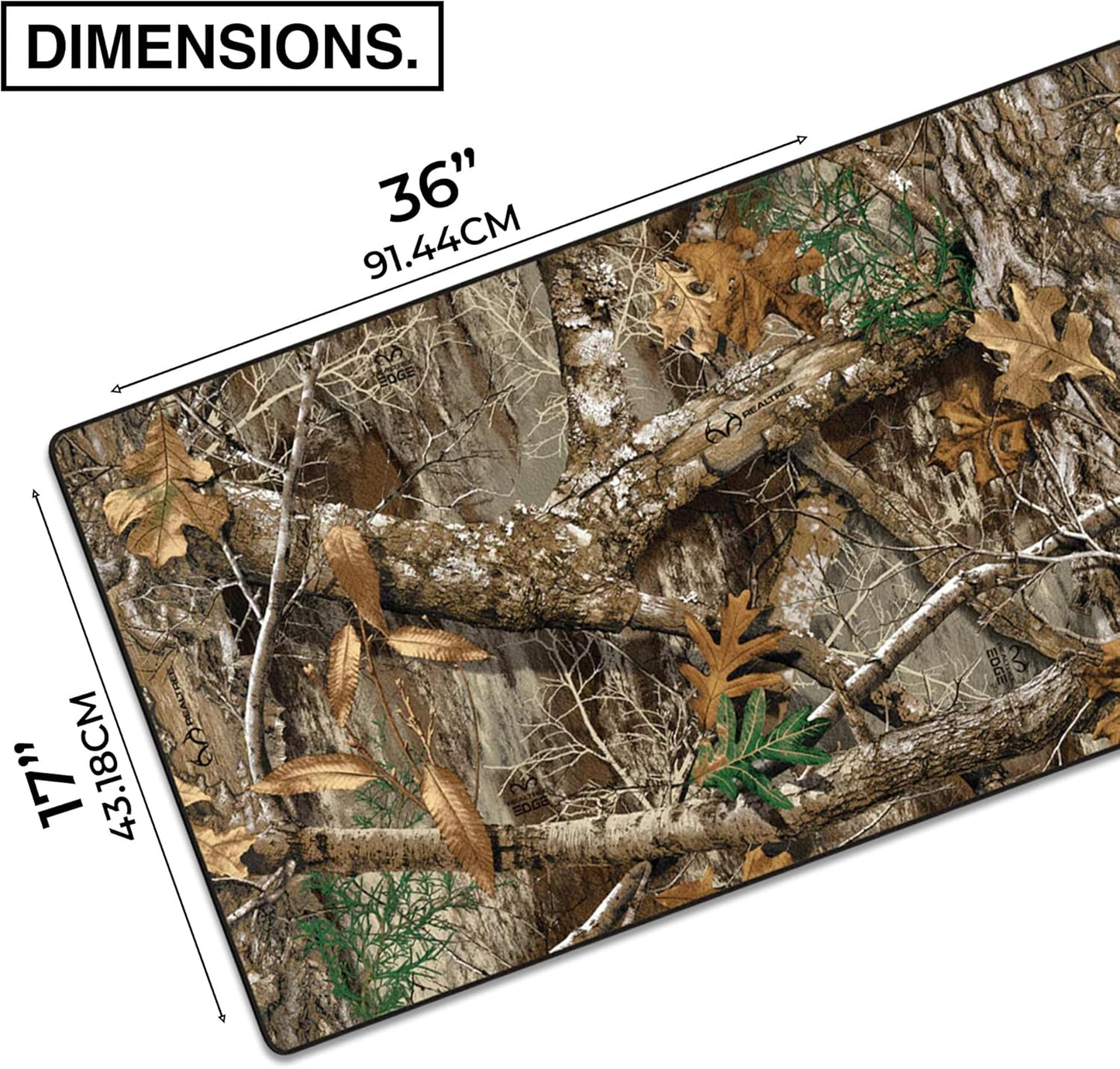 MPCO. Real Tree Large Gaming Desk Pad - 36" x 17" Aeroglyde Fabric Edge Green – Without Logo Desk Mats - Non-Slip, Washable, Smooth Glide for Precision Gaming & Work