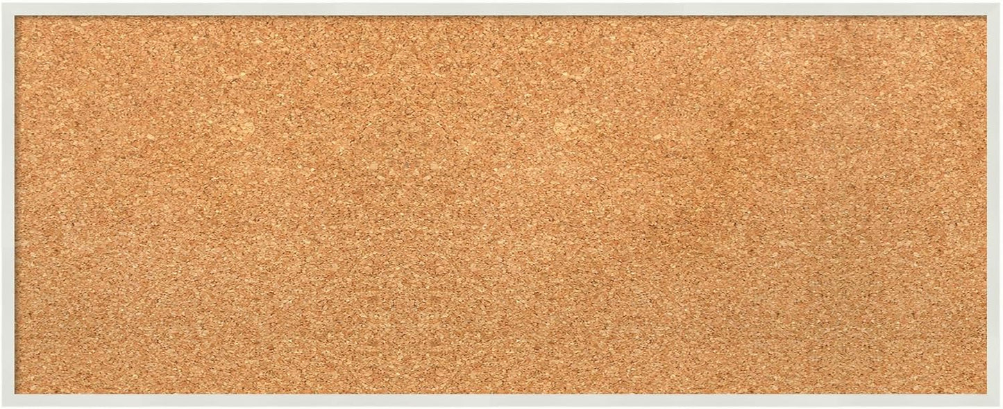 Amanti Art Natural Cork Board for Wall, 13x31 Vision Board with White Frame, Medium Corkboard Office Decor for Home Organization, Modern Corkboard Pinboard to Display Items for Home Organization in