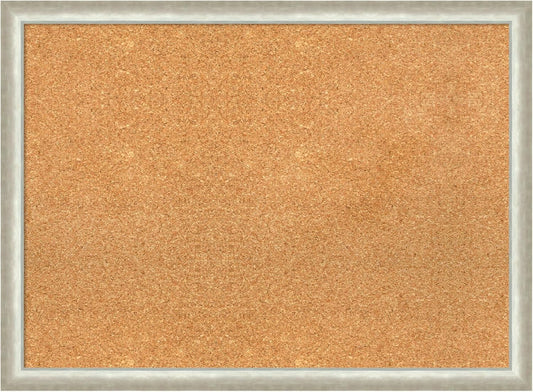 Amanti Art Natural Cork Board for Wall, 22x30 Vision Board with Silver Wood Frame, Medium Corkboard Office Decor for Home Organization, Modern Contemporary Corkboard Pinboard to display items for home