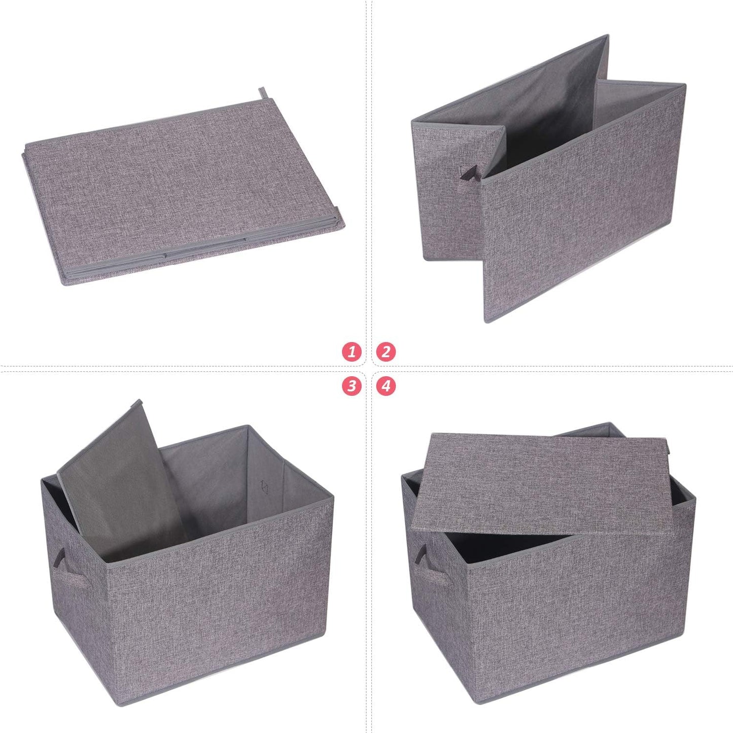 3 Pack Large Foldable Storage Box with Lids Fabric Storage Cube Organizer Cloth Containers Bins Baskets for Closet Clothes Clothing Bed Room