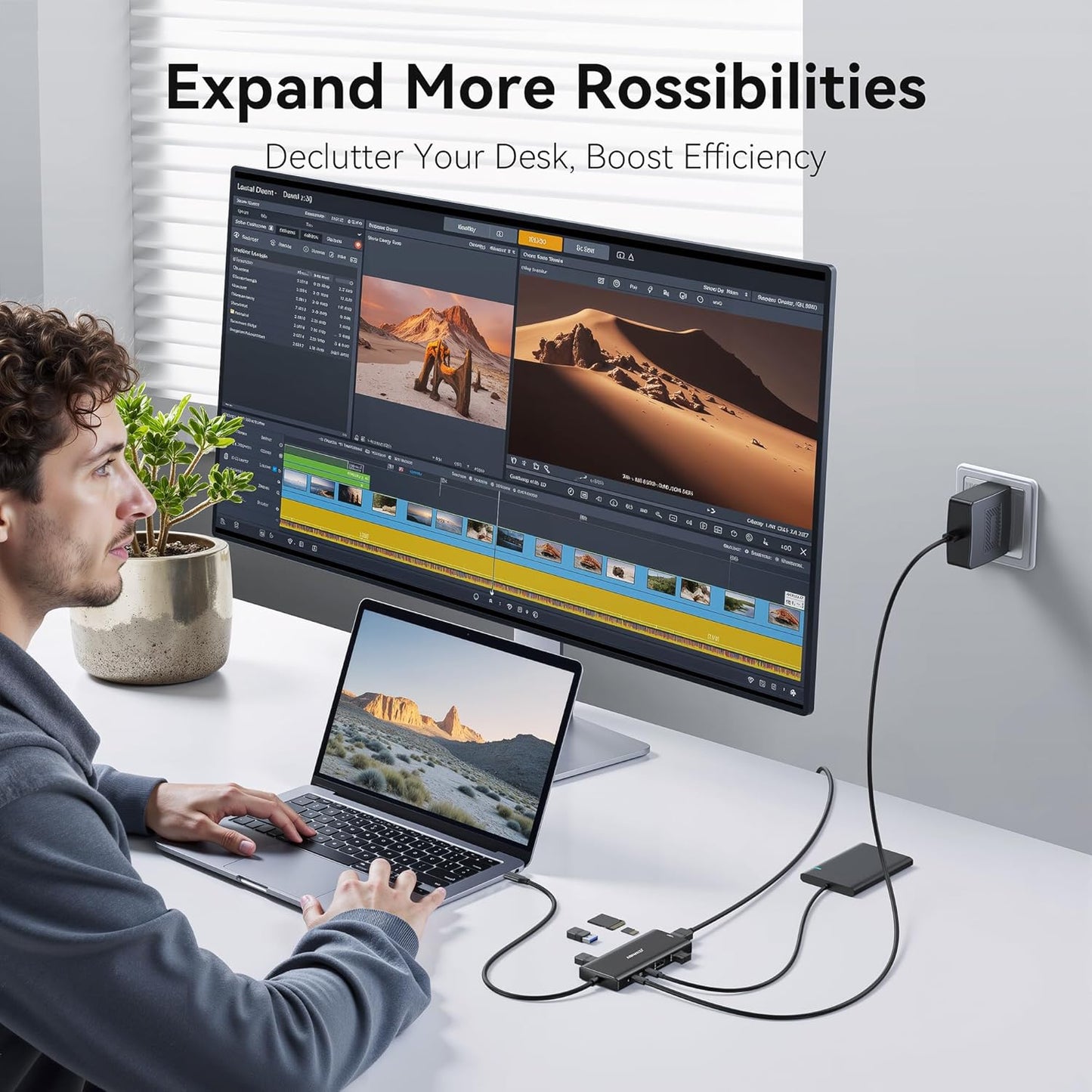 Hub Multiport Adapter for MacBook Pro/Air, 9 in 1 Accessories Mac USB C Dongle Dock Adapter with HDMI, SD/TF Card Reader, USB C Port, PD 100W and 4 USB for Dell XPS, Lenovo HP Laptops