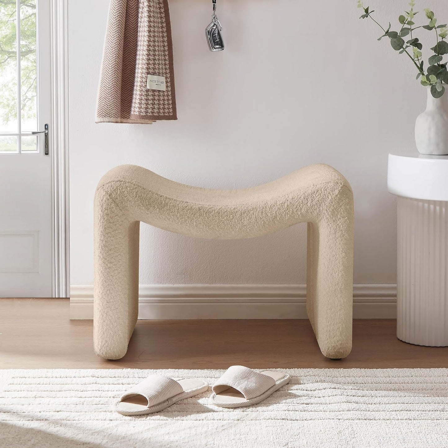 Large Footstool Ottoman, Multi-Functional Modern Foot Stool, Sofa Footrest Extra Seating for Living Room, Entryway, Hallways and Bedrooms, Large, Camel