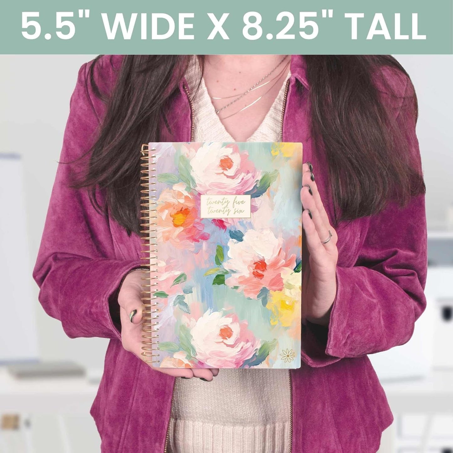 bloom daily planners 2025-2026 Academic Year Daily Planner (July 2025 - July 2026) - A5 Weekly & Monthly Calendar Agenda Organizer Book with Stickers - 5.5" x 8.25" - Painted Peonies