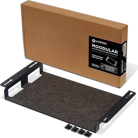 Moodular Add-ons Storage Tray [Accessory Only - Requires Moodular Wooden Monitor Stand Slide Rails for Use] Black MSA-TR