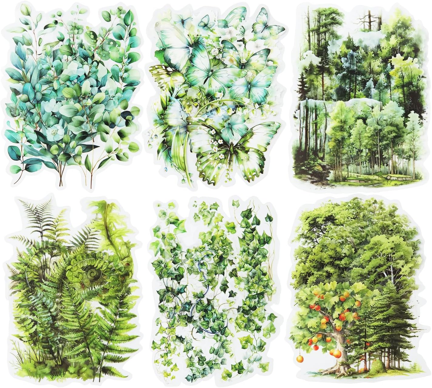 120Pcs Forest PET Scrapbook Stickers Botanical Designs for Scrapbooking Waterproof Journaling Supplies Junk Journal Ephemera with Storage Organizer