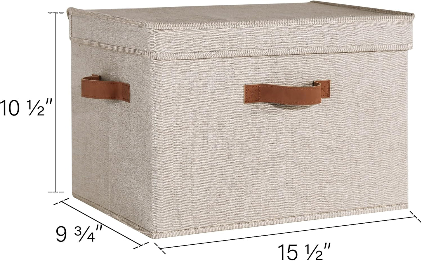StorageWorks Fabric Storage Bins with Lid, Decorative Storage Boxes for Shelves, Stackable Closet Organizer Basket with Handles, Large, Brown and Beige, 2-Pack