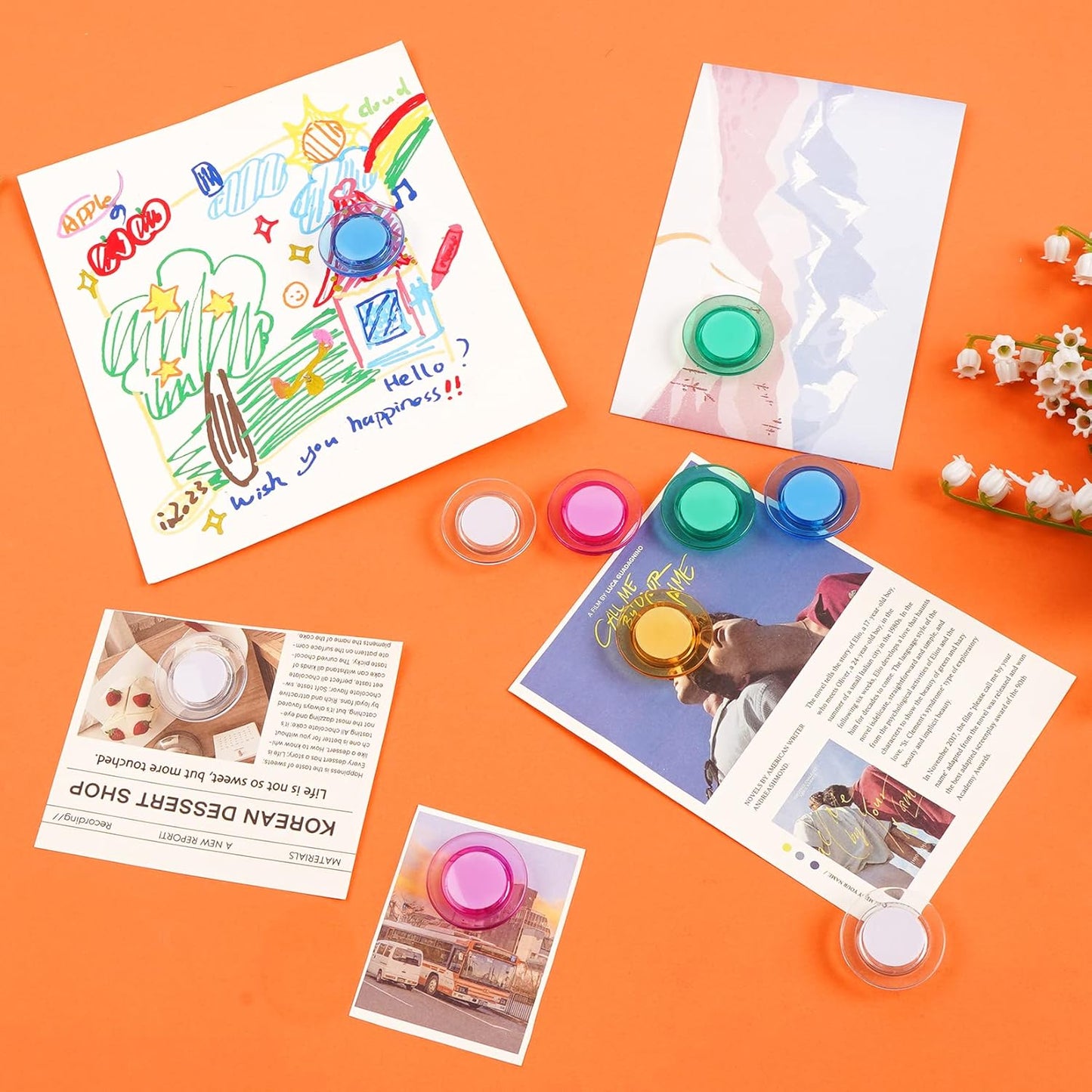 VNDUEEY 45 Pcs Whiteboard Magnets, Round Fridge Magnets Refrigerator Magnet, Mini Magnet Teacher Supplies for School, Home, Office, Dry Board (Assorted Color, 3cm/1.18 inch)