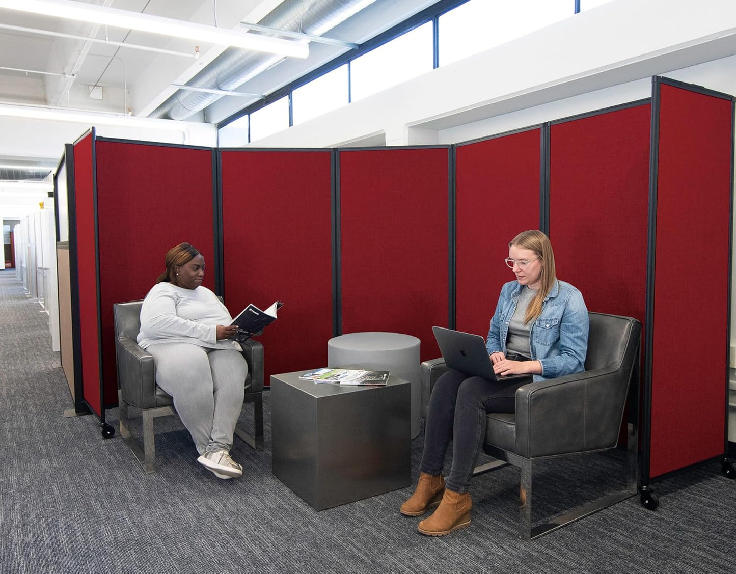 Versare Room Divider 360 Portable Wall Partition | Folding Panels | Large Freestanding Divider | Locking Wheels | Temporary Room Separator