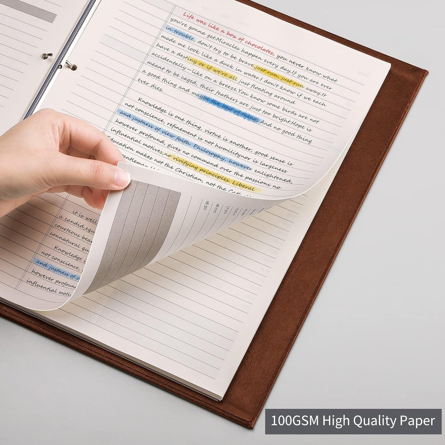 EMSHOI Undated Daily Planner - A4 Large To Do List Notebook Appointment Book for Productivity Time Management, with Hourly Planner Refills, Hardcover Binder Leather Journal - 240 Pages, 9.2x12