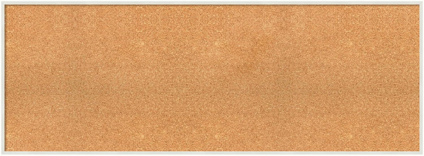 Amanti Art Natural Cork Board for Wall, 19x51 Vision Board with White Frame, Oversize Corkboard Office Decor for Home Organization, Modern Corkboard Pinboard to Display Items for Home Organization in