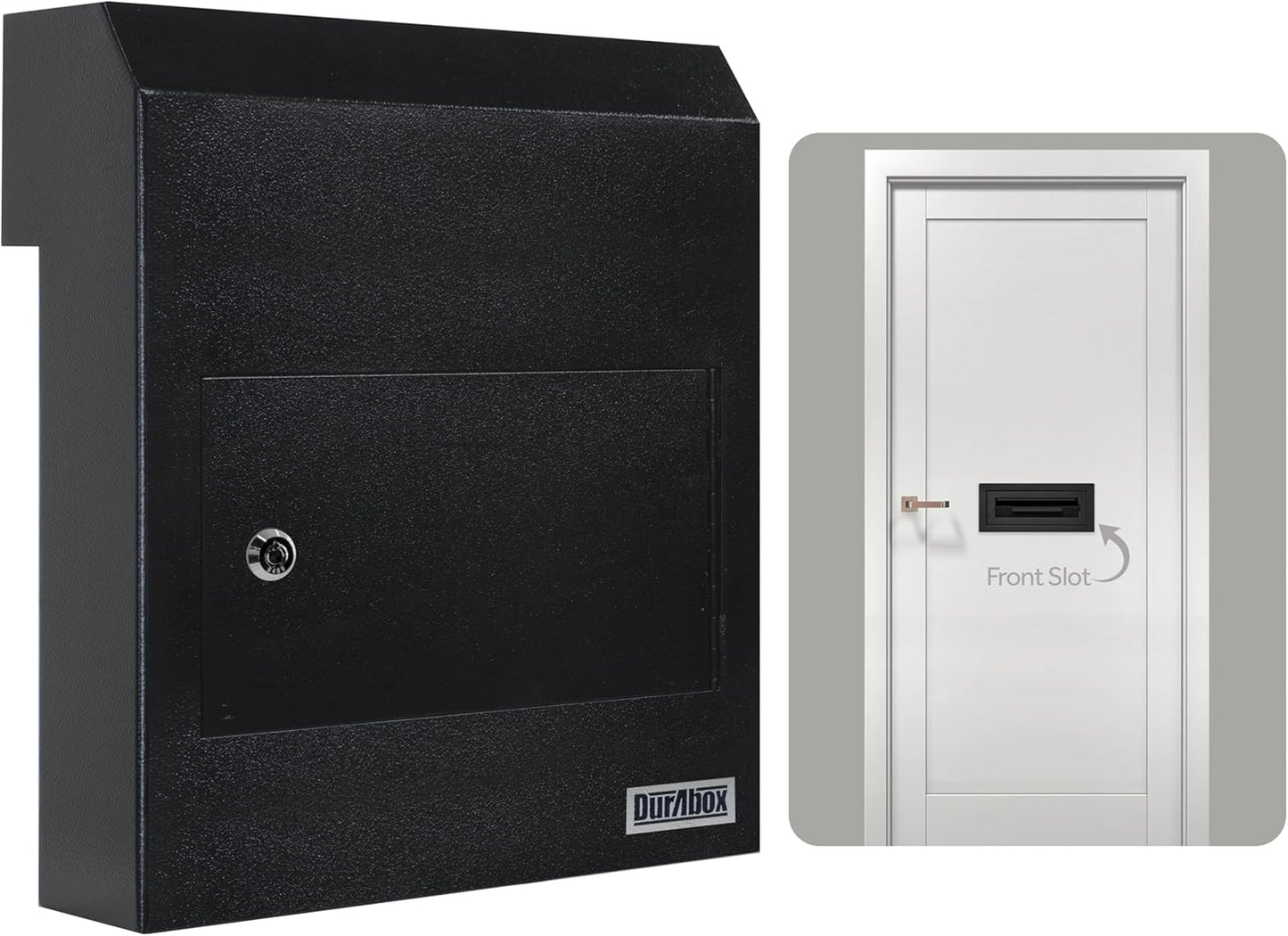 Through-the-Door Drop Box Deposit Safe 12 x 6 x 15" - Heavy Duty Steel Mailbox with Lock for Receiving Mail, Checks, Letters, Cash and more for Home, Office and Commercial Use (D500) (Black)
