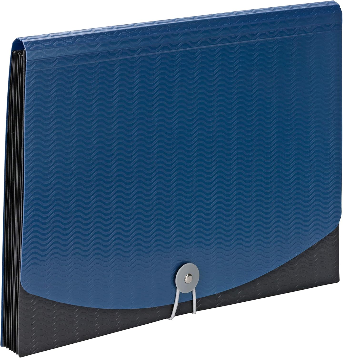 Smead Poly Expanding File, 6 Dividers, Flap and Cord Closure, Letter Size, Wave Pattern Blue/Black (70872)