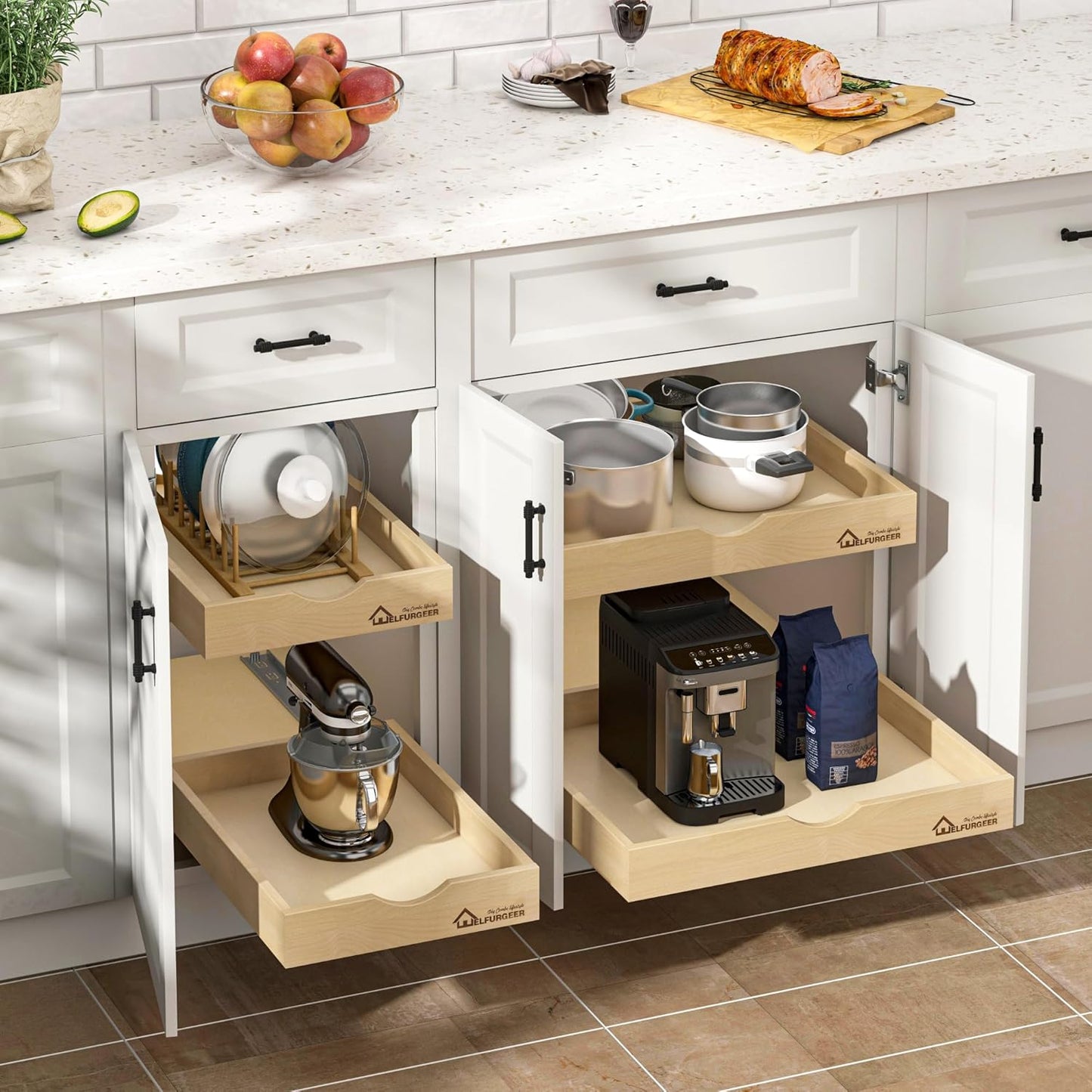 WelFurGeer Soft Close Pull Out Drawers for Cabinets, 29" W x 22" D Pull Out Cabinet Drawer with Heavy Duty Slides, Pull Out Cabinet Organizer, Cabinet Drawers Slide Out, Pull-Out Home Organizers