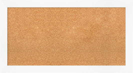 Amanti Art Natural Cork Board for Wall, 19x35 Vision Board with White Frame, Medium Corkboard Office Decor for Home Organization, Modern Corkboard Pinboard to Display Items for Home Organization in