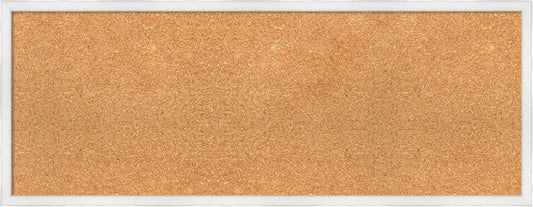 Amanti Art Natural Cork Board for Wall, 15x39 Vision Board with White Frame, Medium Corkboard Office Decor for Home Organization, Country Rustic Corkboard Pinboard to Display Items for Home