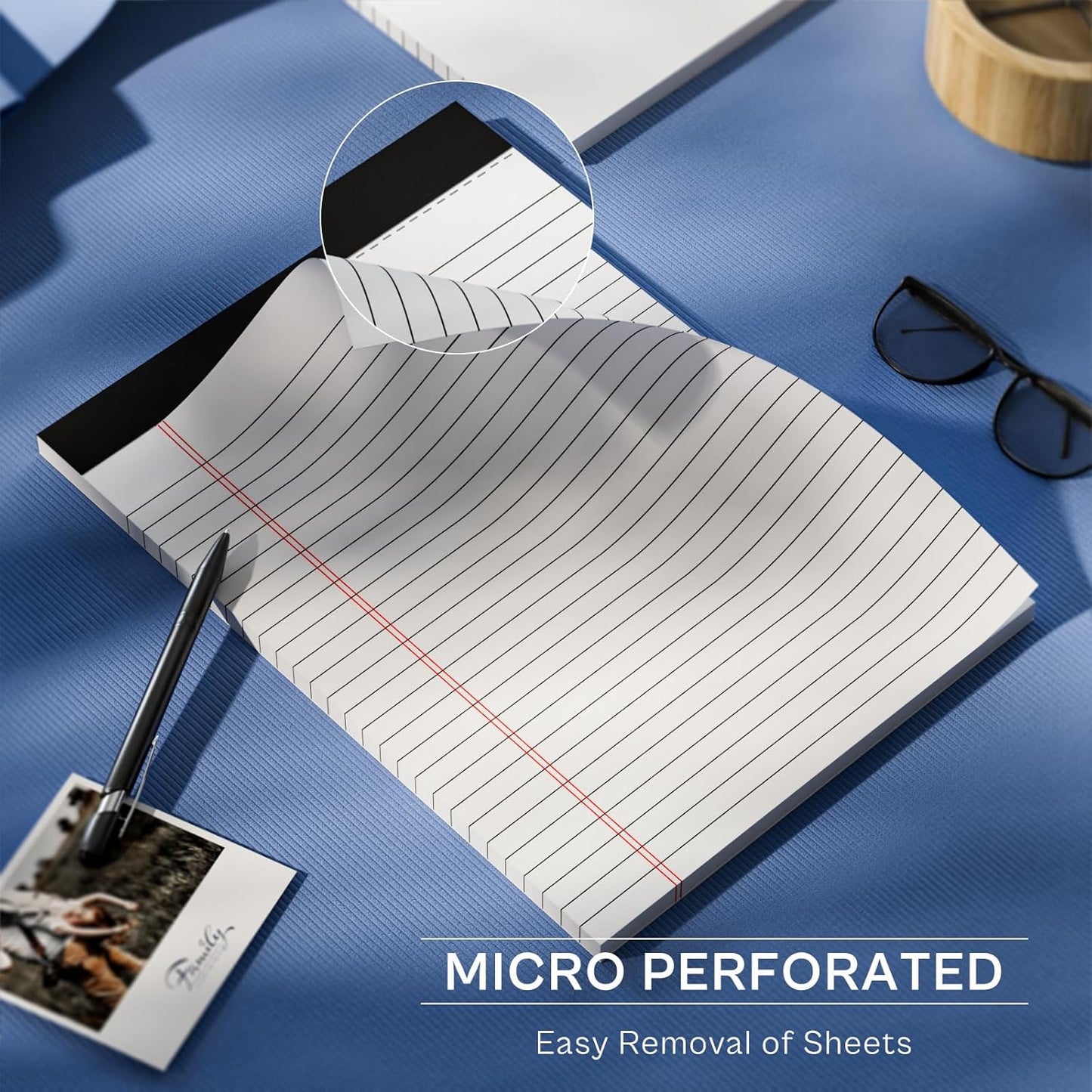 Legal Pads 8.5 x 11 Writing Pads, 3 Pack Note Pads 8.5 x 11 Wide Ruled Pads of Paper, Micro Perforated Notepad 8.5'' x 11'' Lined Paper Pads, Thickness Paper with Strong Cardboard, 30 Sheets per Pad