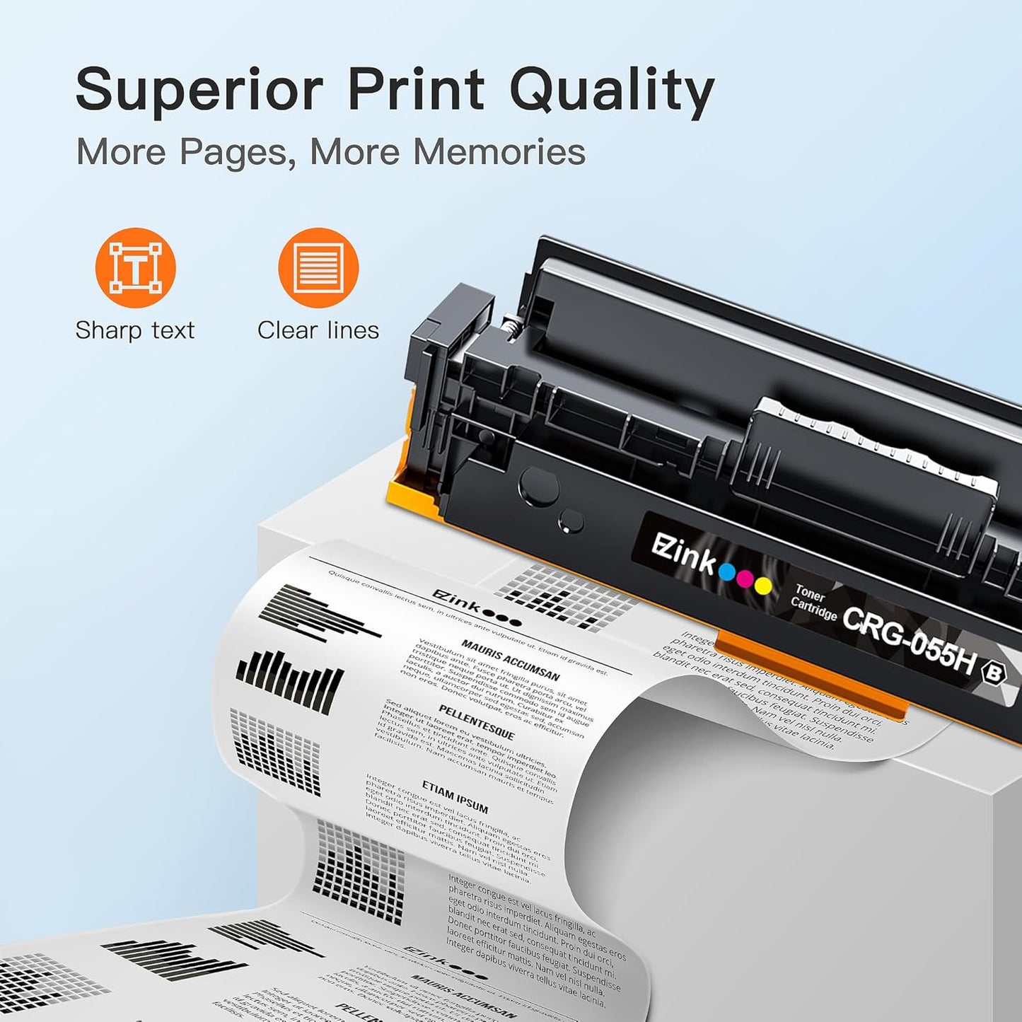 E-Z Ink Compatible Toner Cartridge Replacement for Canon 055 055H High Capacity Toner Cartridge for Canon Color ImageCLASS MF743Cdw MF741Cdw MF746Cdw MF743 Printer (Black Cyan Magenta Yellow, 4-Pack)