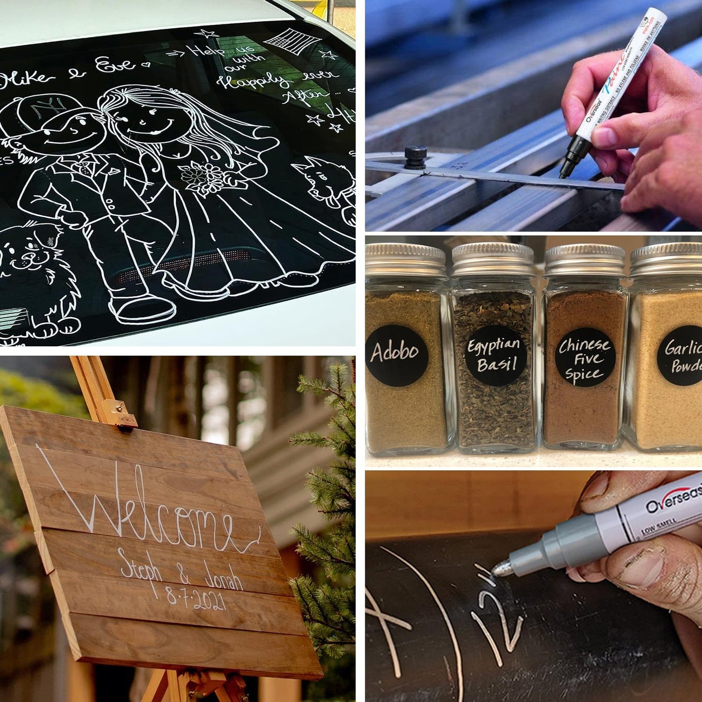 Overseas Yellow Paint Pens Permanent Markers 24 Pcs, Oil Based Paint Markers Set, Quick Drying, Waterproof, Medium Tip Marker Pens for Metal, Rock, Wood, Plastic, Canvas, Glass, Stone, Rubber, Paper