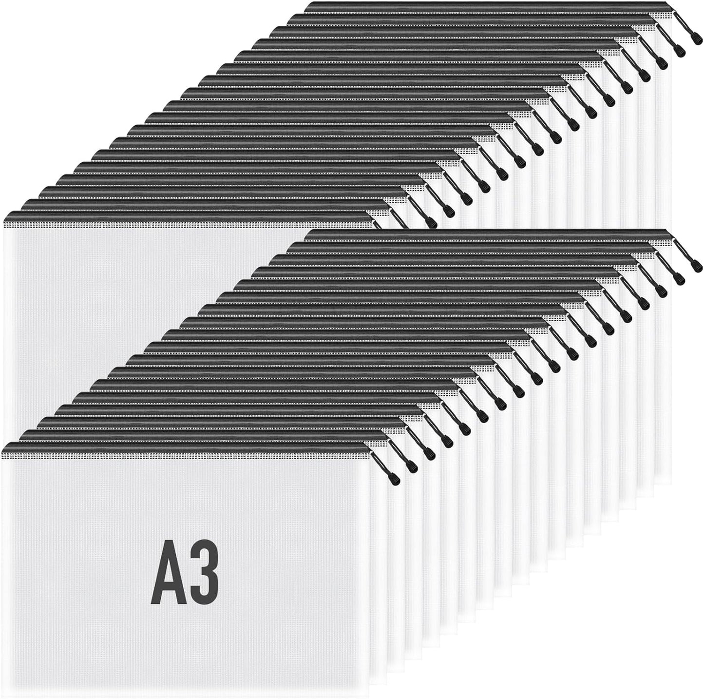 Umriox Mesh Zipper Pouch, 16.9x12.4 in (Black, 36 Packs), Zipper Bags, Board Game Storage Bags, Clear Zipper Pouches for Puzzles, Games, Cross Stitch Projects and Classroom Supplies