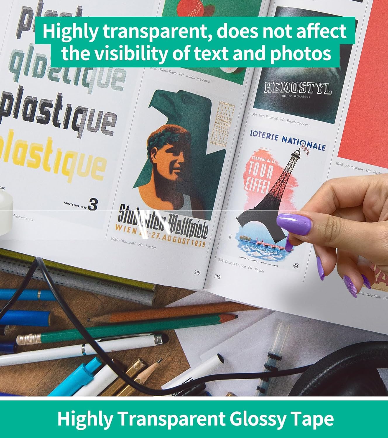 24 Rolls Transparent Tape Refills, Clear Tape Dispenser Refill Rolls, Glossy Gift Wrap Tapes for Office, School, Home, 3/4 x 800 Inches