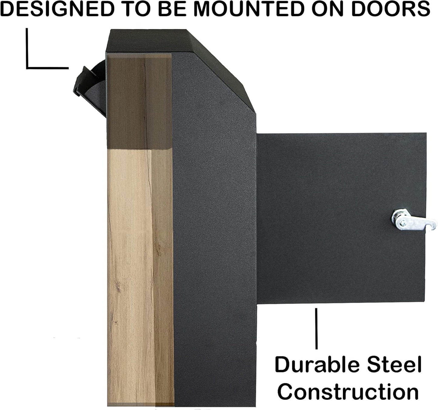 Pochar Door Drop Box for Mail, Rent, Deposit, and Night Key - Through The Door Locking Steel Mailbox with Rear Access (Black)