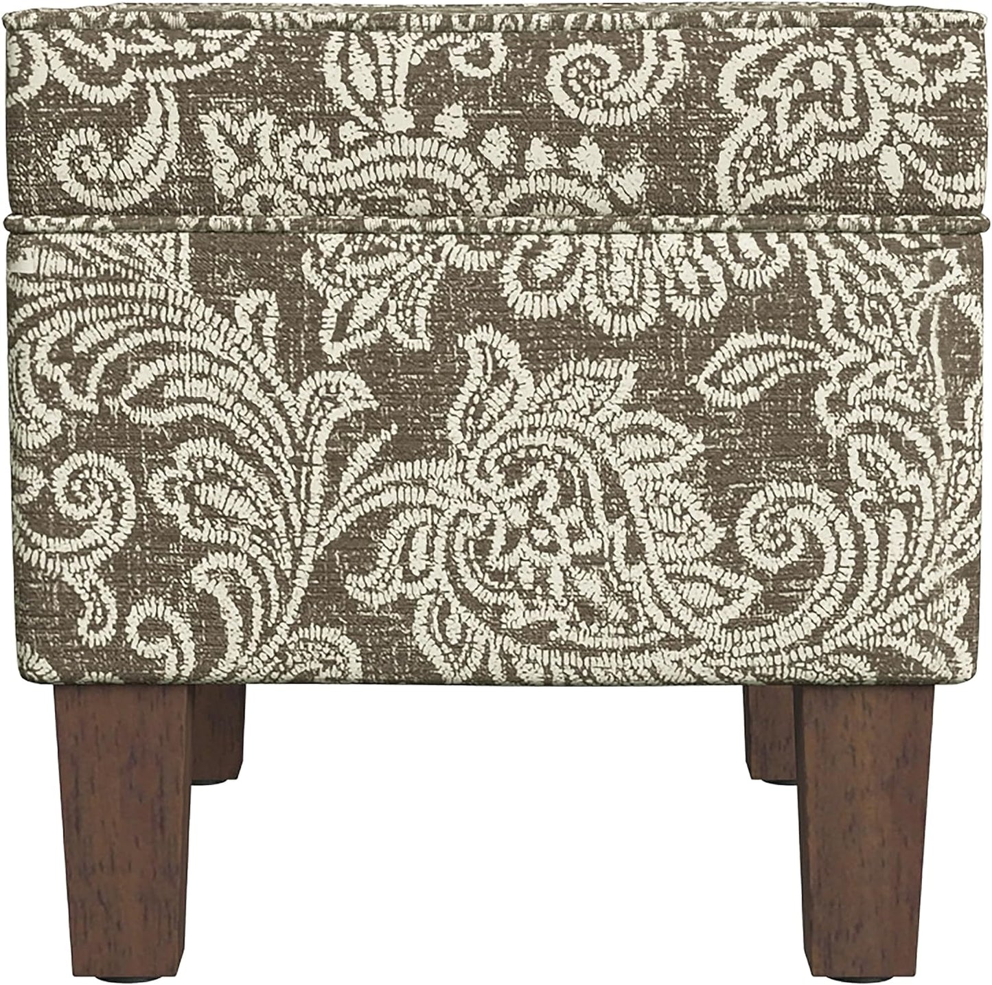 Home Decor | Dinah Collection Modern Storage Ottoman | Ottoman with Storage for Living Room & Bedroom(Brown Jacobean Print)