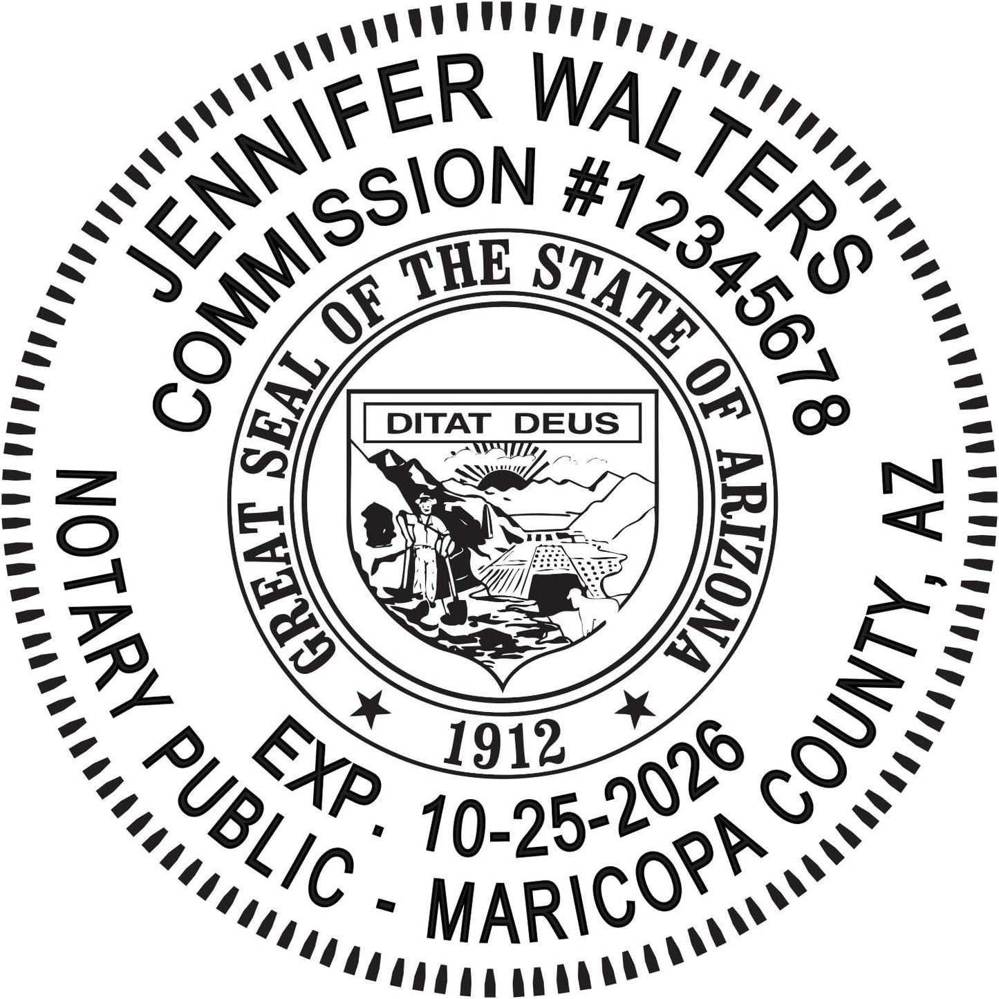 MaxMark Round Notary Stamp for State of Arizona- Self Inking Stamp -Top Brand Unit with Bottom Locking Cover for Longer Lasting Stamp - 5 Year Warranty